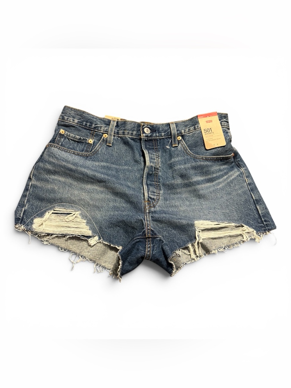Levi's 501 Original High-Rise Distressed Cutoff Shorts dark blue size 33 NWT